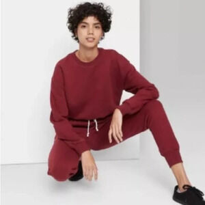 wild fable Cropped Sweatshirt Hoodie Pullover Wine Maroon Size Small Target
